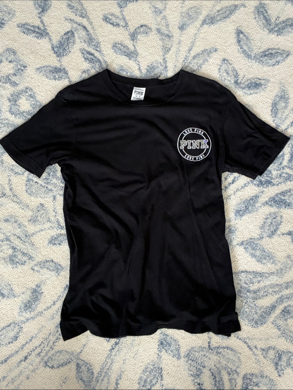 Oversized PINK Victoria's Secret Black Short Sleeve Tee - Size XS